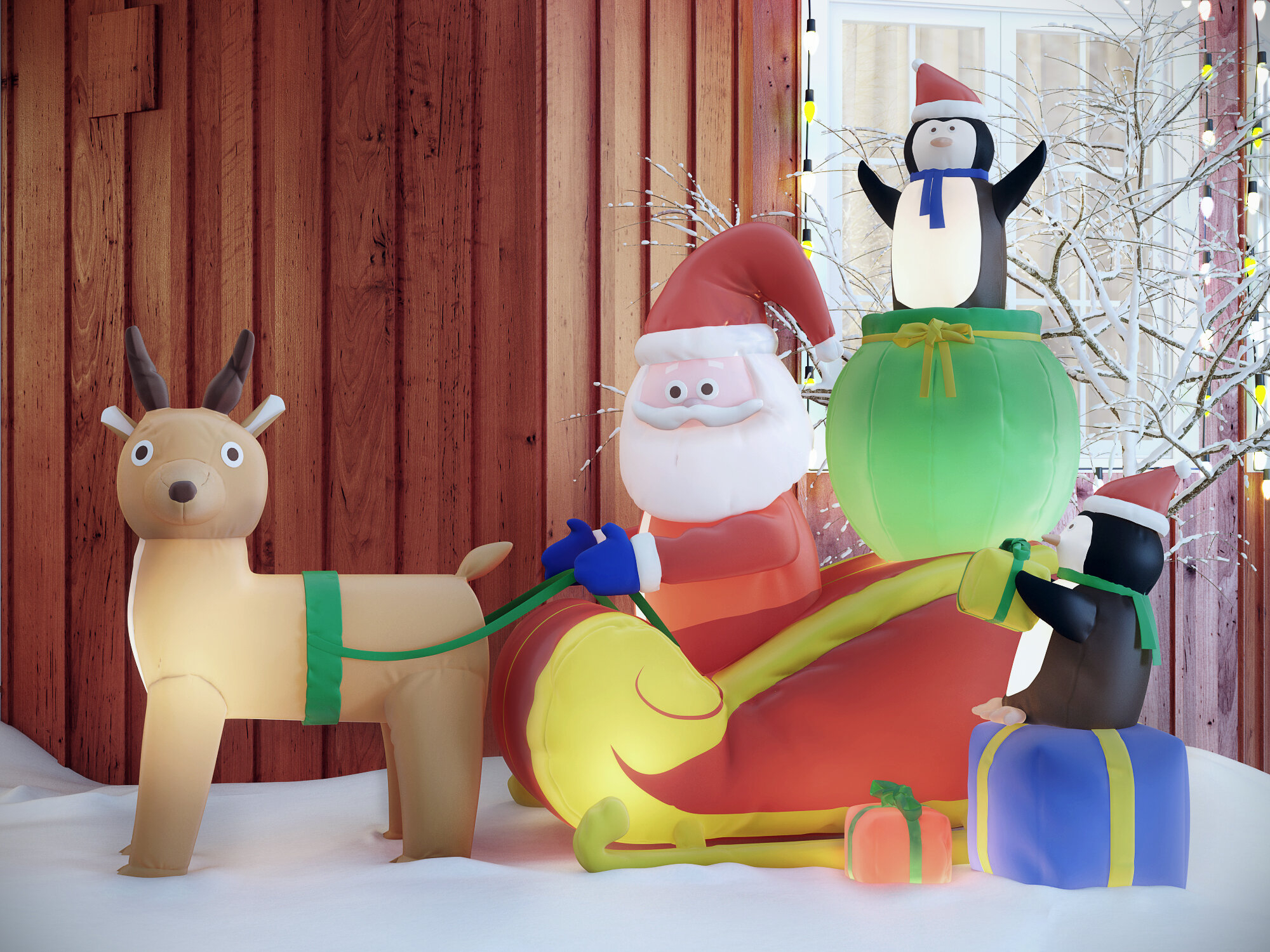 inflatable christmas inflatable santa with reindeer