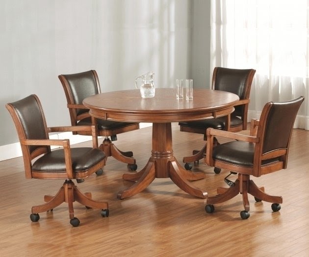 Dinette Sets With Caster Chairs, Wheeled Dining Room Chairs