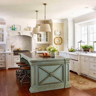 french country kitchen green