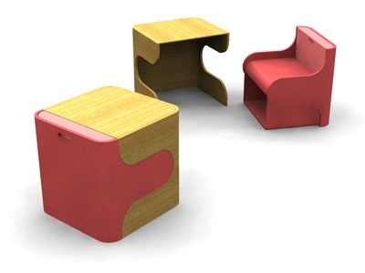 wooden childrens desk and chair