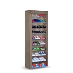 10C Shoe Rack With Cover - 10 Tier Coffee |