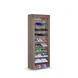 10C Shoe Rack With Cover - 10 Tier Coffee |