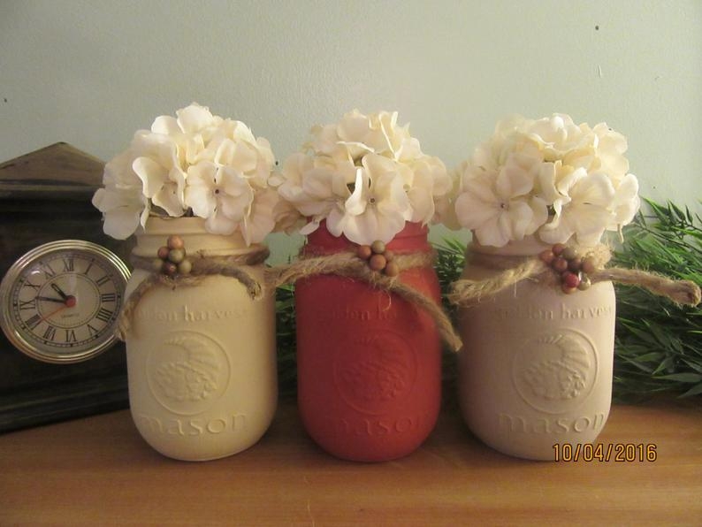 17 Shabby Chic Handmade Fall Mason Jar Decor Ideas For