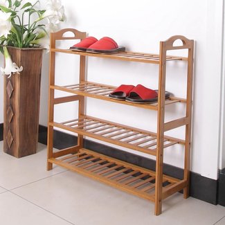 4-Tier Space Saving Wood Shoe Storage Rack - Yugster