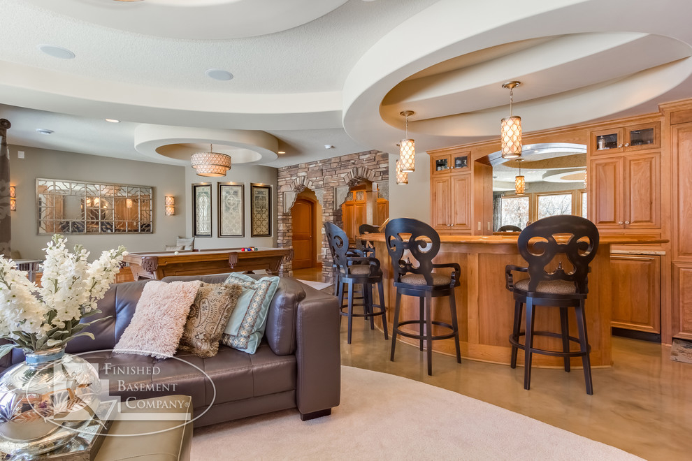 Basement bar and lounging area