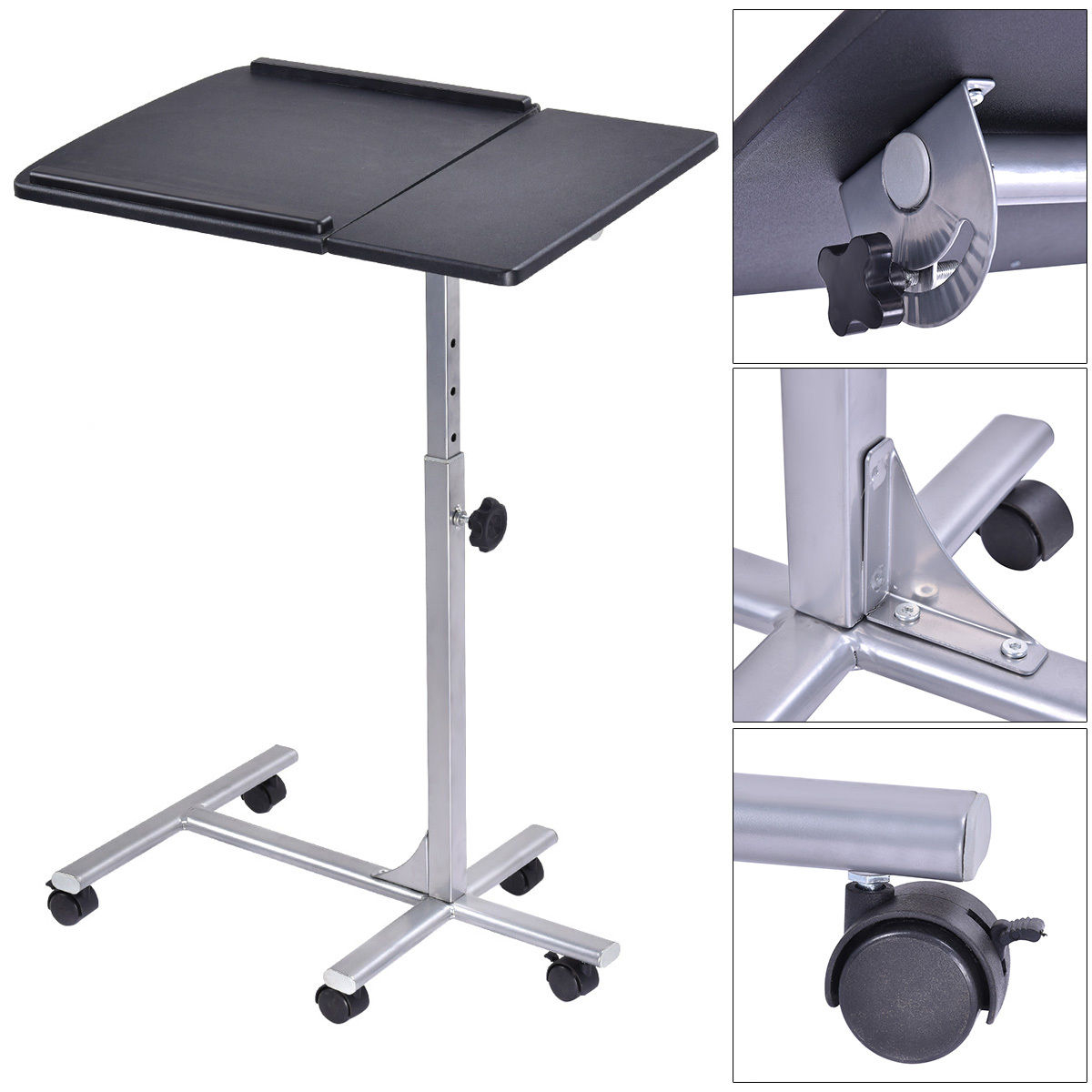 Adjustable Angle & Height Rolling Laptop Notebook Desk ...