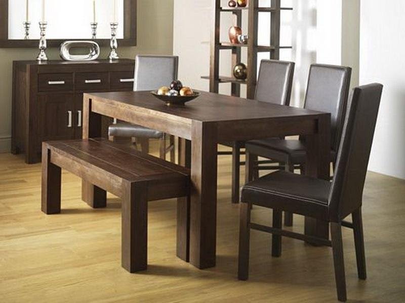 Dining Table With Bench Visualhunt, Brown Dining Room Set With Bench