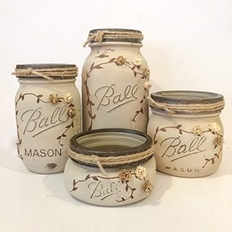 Gold shabby chic mason jars – The Vintage Artistry