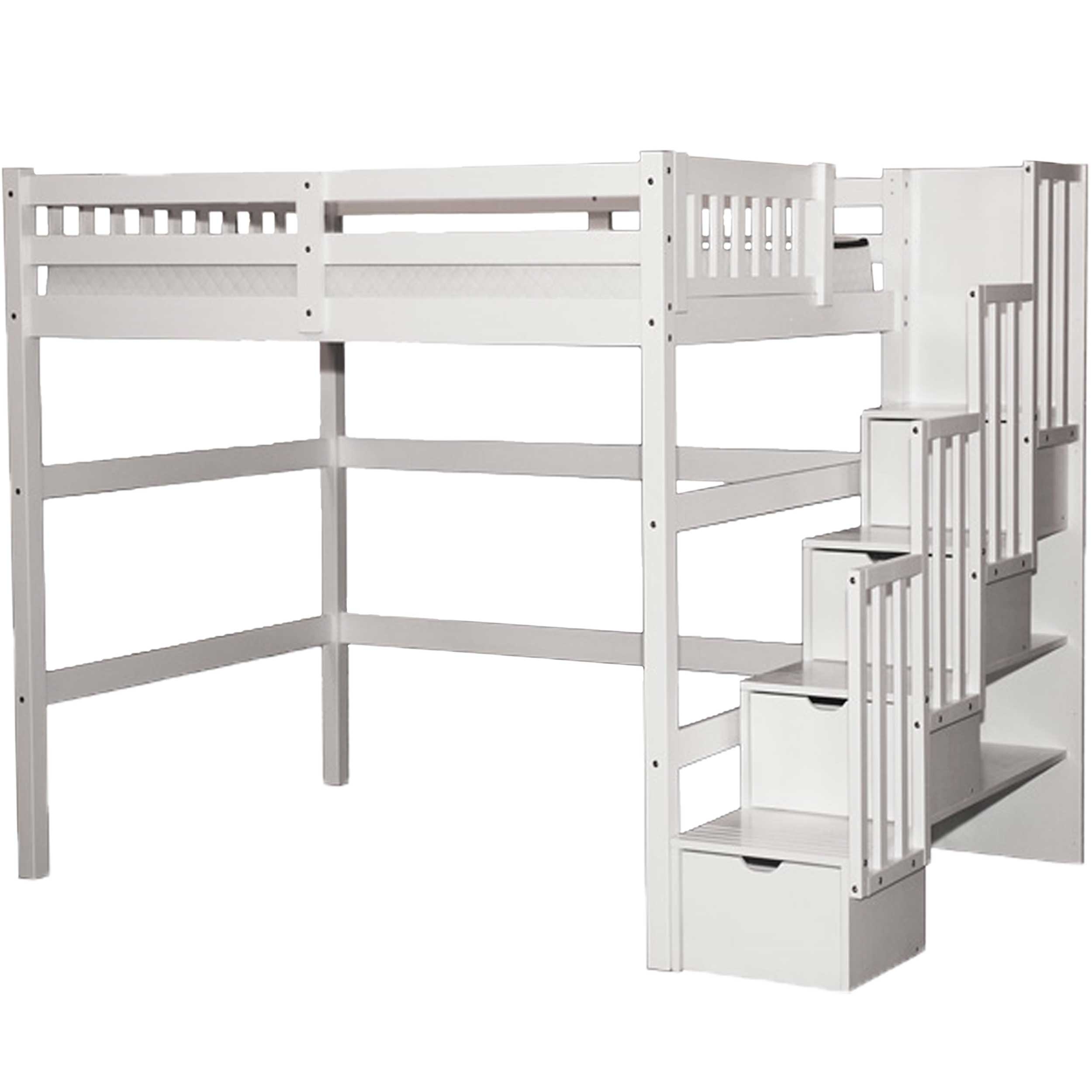 Full Size Loft Bed With Stairs Visualhunt, Bunk Bed With Bookcase Stairs