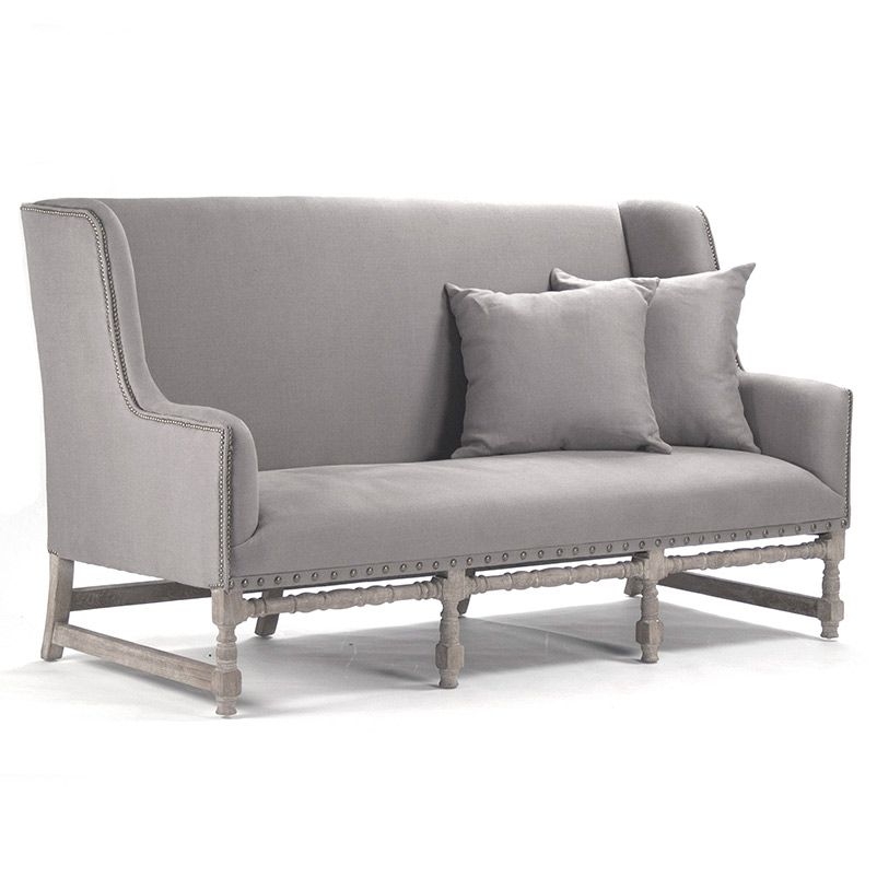 Ausbert French Country Grey Linen Dining Bench Sofa ...