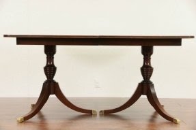 Banded Mahogany Vintage Double Pedestal Dining Table ...