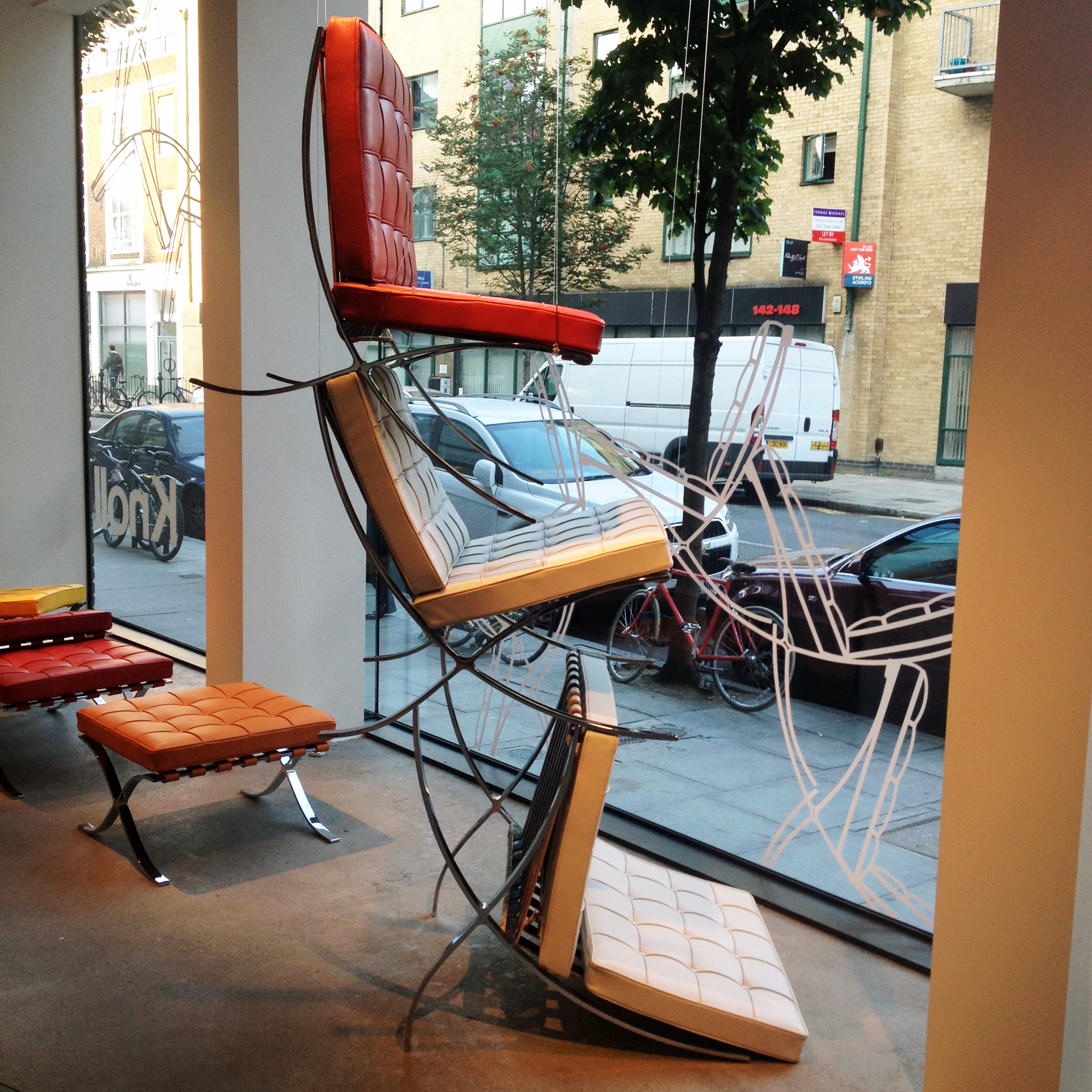 barcelona-chair-knoll-showroom-window - Film and Furniture
