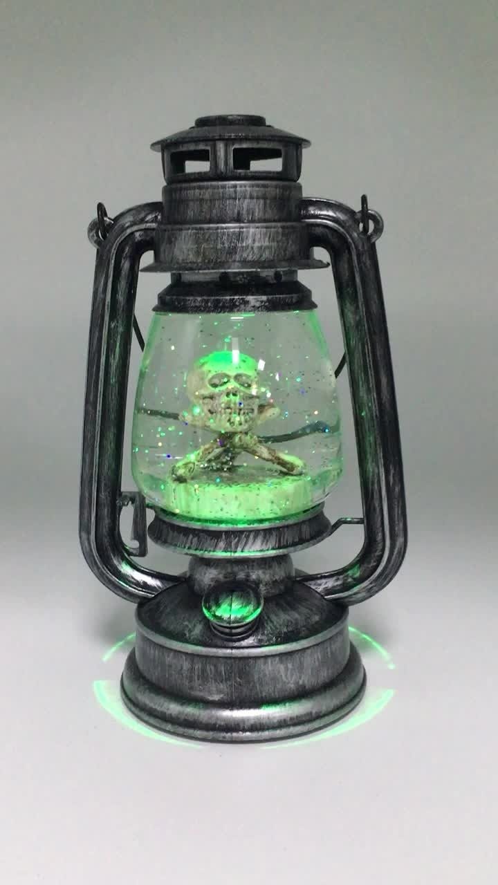 Battery Powered Led Water Globe Vintage Halloween Green ...