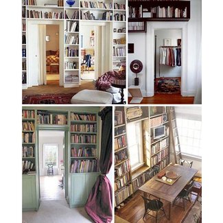 Beautiful Overhead Bookcases: Space-Saving Shelving Ideas