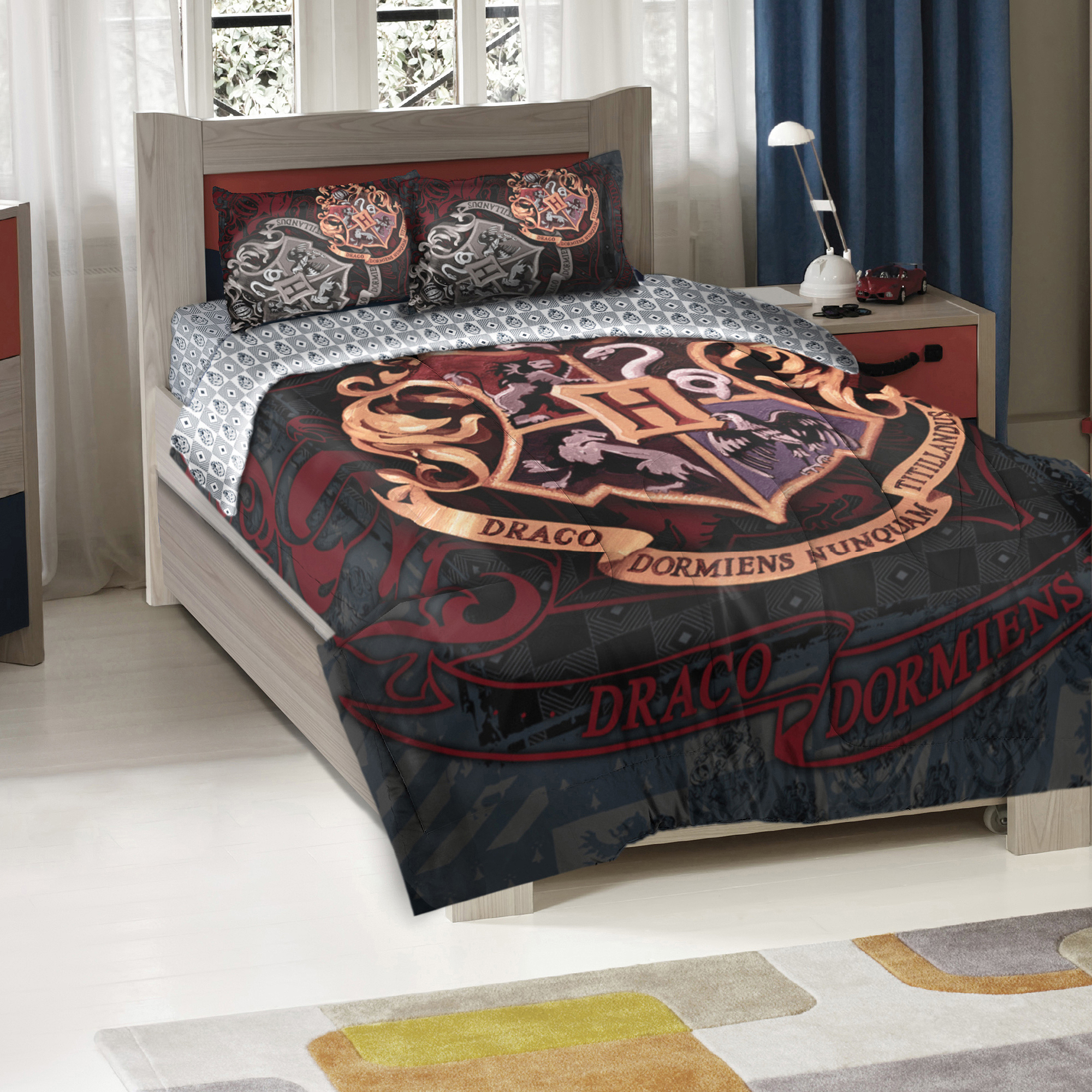 Harry Potter House Colours Panel Double Bed Duvet Quilt Cover Set Brand New 