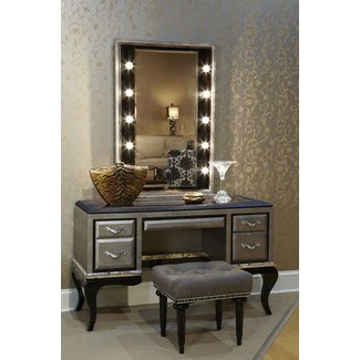 Makeup Vanity Table With Lighted Mirror Visual Hunt