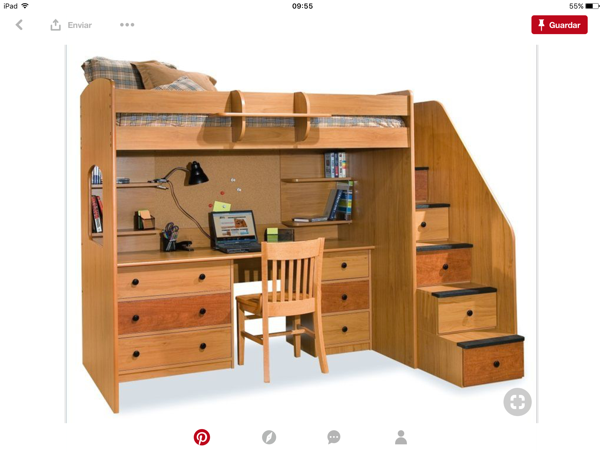 Full Size Loft Bed With Stairs Visualhunt, Wooden Loft Bed With Desk And Drawers