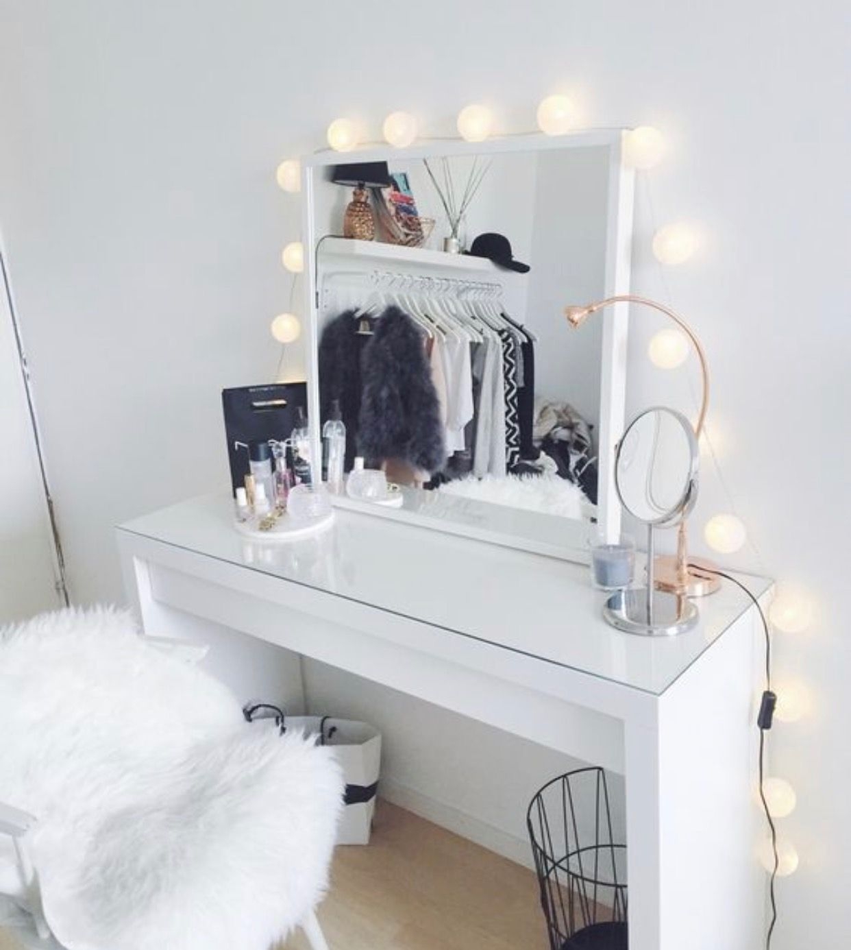 narrow white dressing table