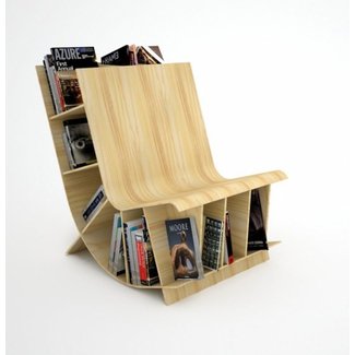 Bookseat Reading Chair With Space Saving Bookshelf ...