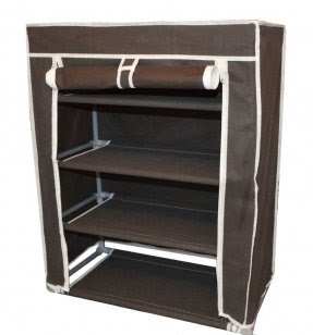Brown Color Portable 4 Tiers Shoe Rack Storage And Shelves