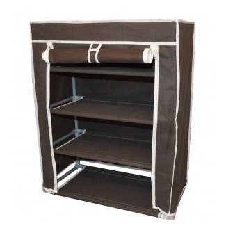 Brown Color Portable 4 Tiers Shoe Rack Storage And Shelves