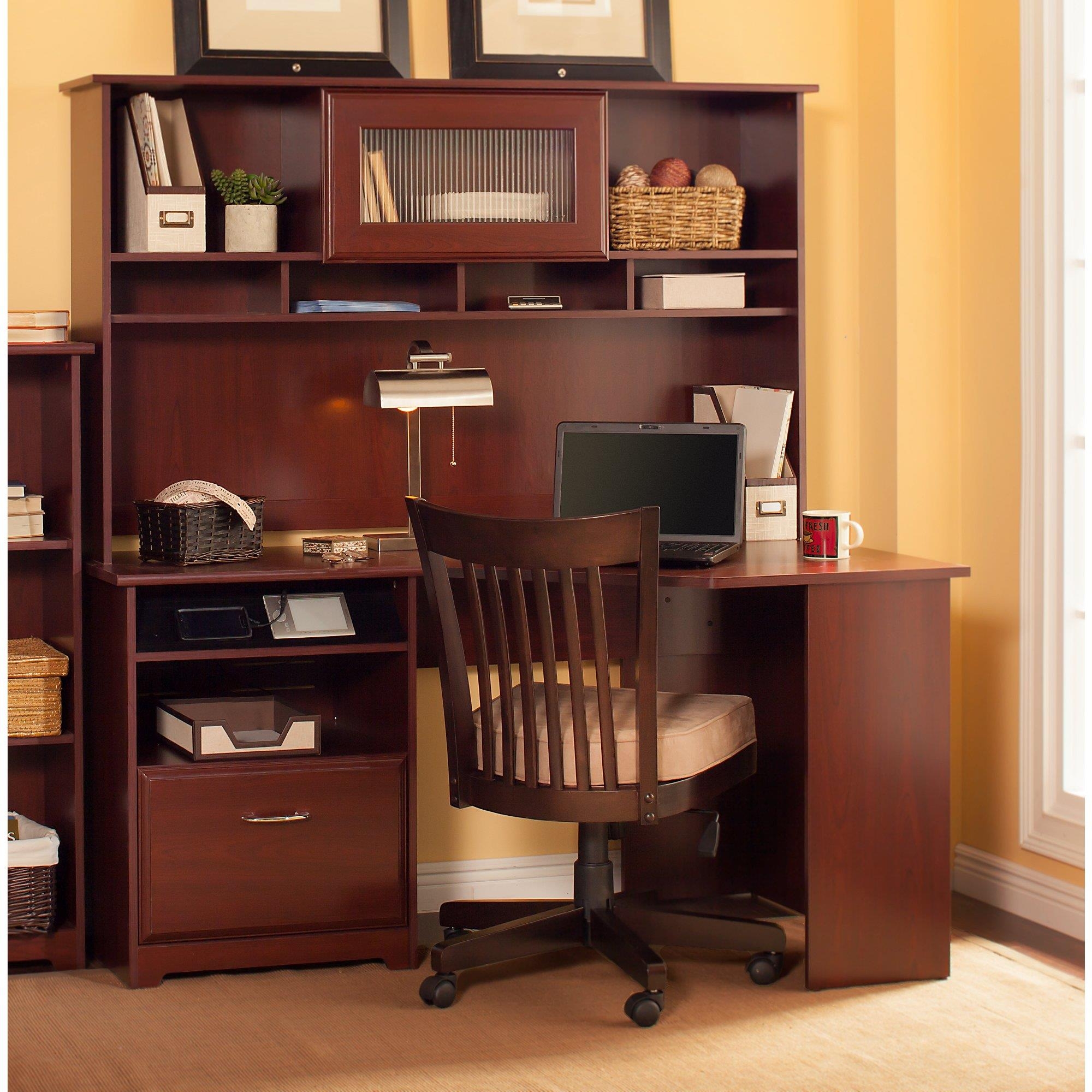 Bush Cabot 60" Corner Computer Desk with Hutch in Harvest