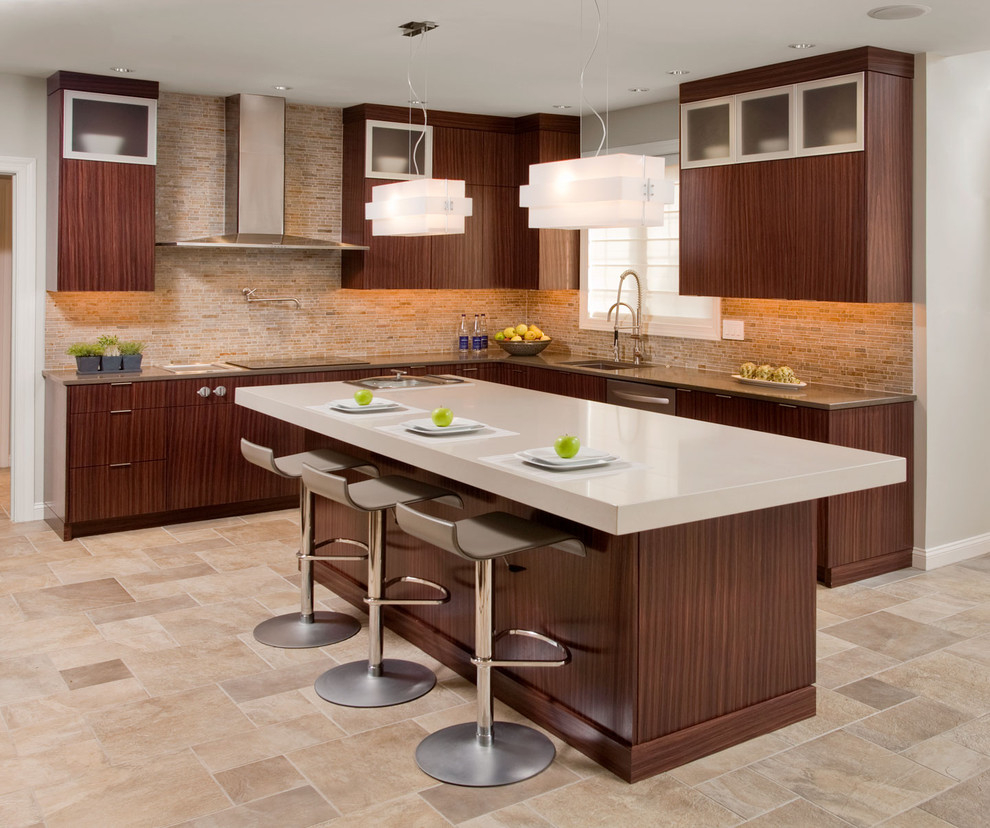 Contemporary Kitchen Design With Functional Brown Kitchen ...
