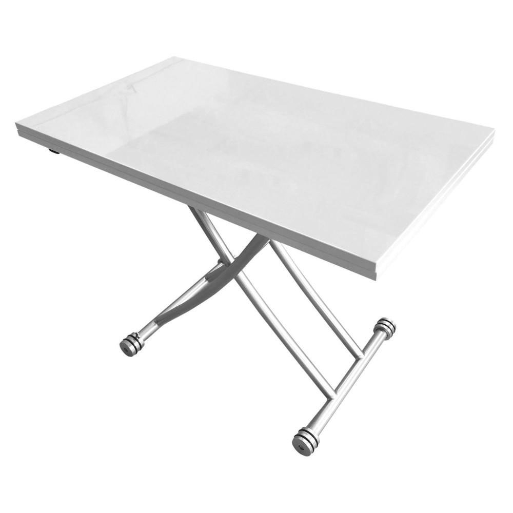 Corner Housewares Transforming X Coffee and Dining Table in High Gloss White Finish