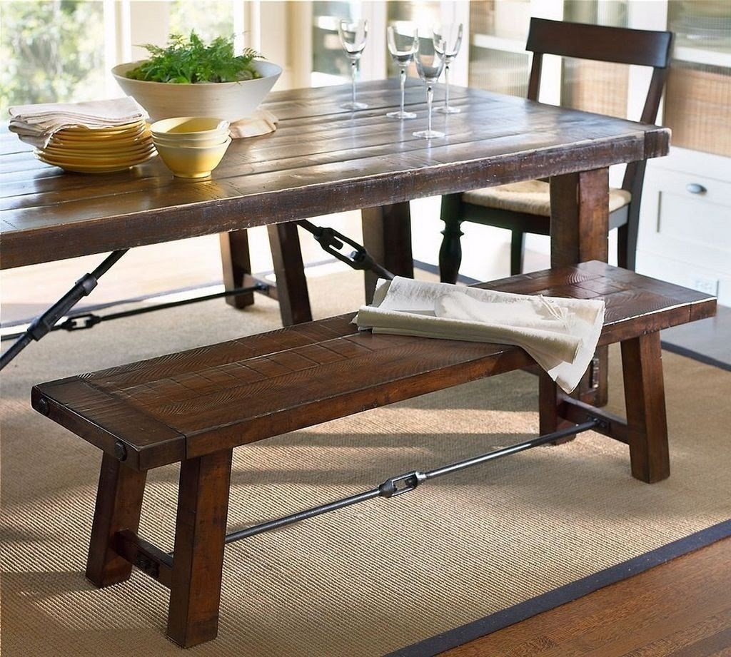 Dining Table With Bench Visualhunt, Wooden Bench Kitchen Table