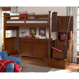 Dawson's Ridge Full Size Loft Bed with Stairs 2960-8520K ...