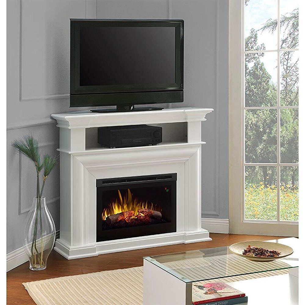 Corner fireplace tv store stand with remote