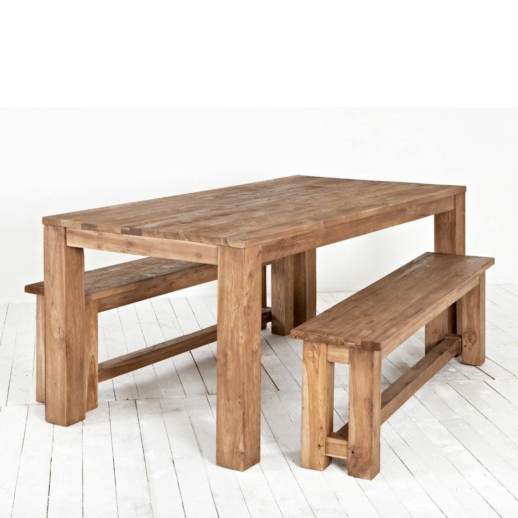 wooden table with bench seats