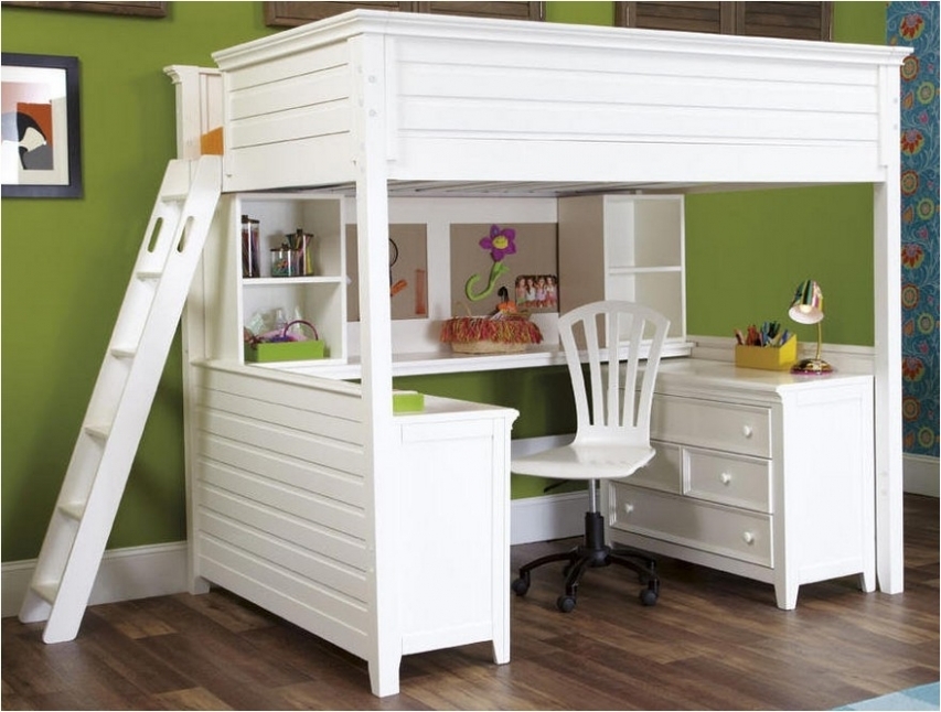 Full Size Loft Bed With Desk Visualhunt, Low Loft Bed With Dresser Underneath The Floor