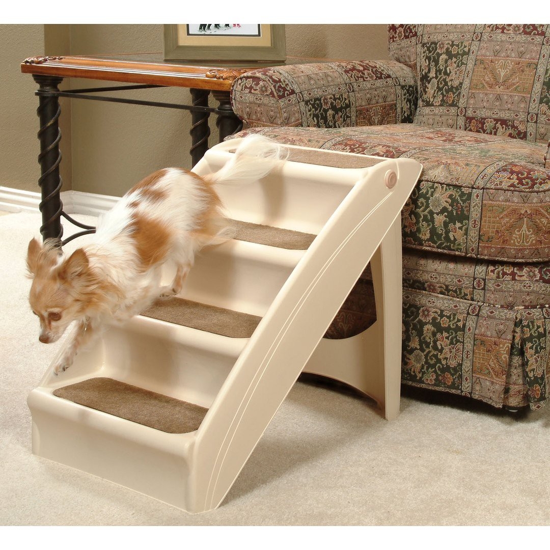 Soft Portable Pet Stairs Cat Dog 3 Steps Ramp Ladder Animal Doggy Small Climb Pet Step Stairs Removable Washable Carpet Tread for Tall Couch Bed Chair Indoor Outdoor Pet Stairs 