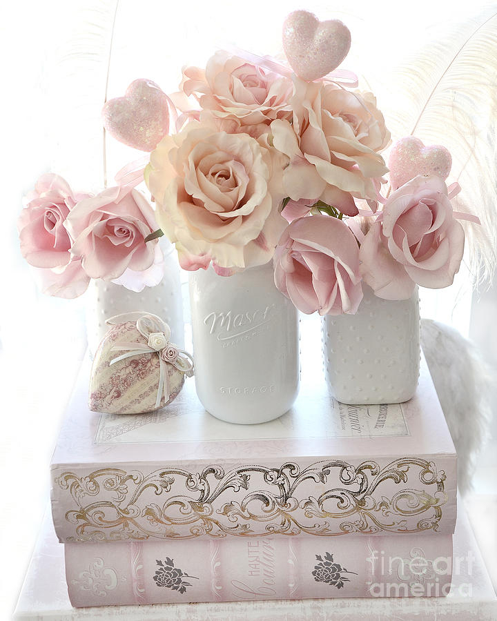 Small Pink Ceramic Pink or White Rose Aged Vintage Chic n Shabby Decoration 