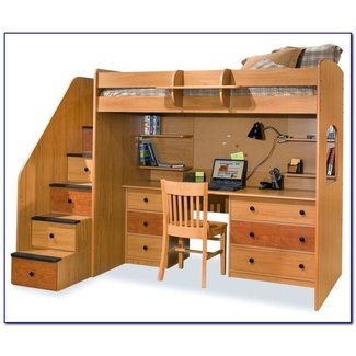 Enormous Full Size High Loft Bed With Stairs Natural By