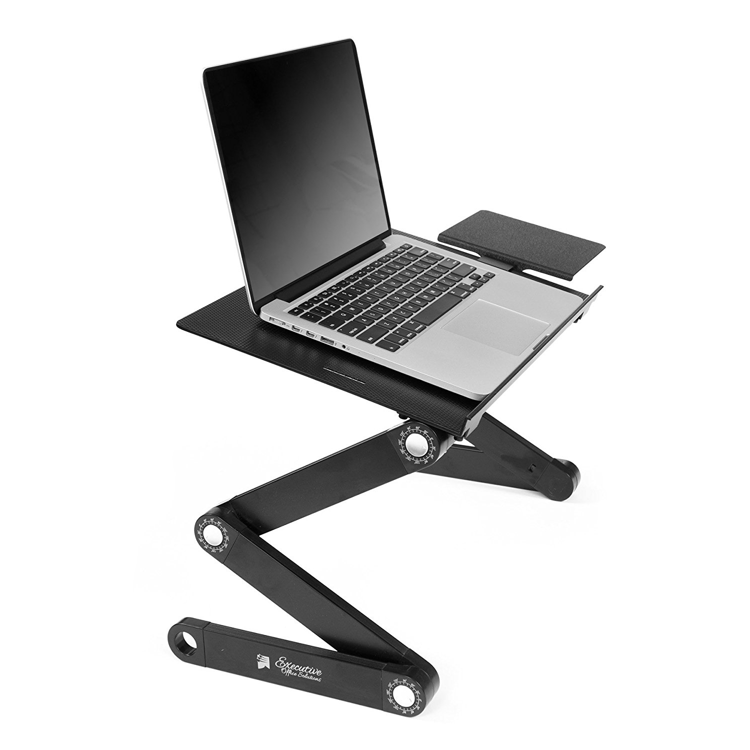 2019 Ultra-Large, Upgraded Sturdier Silver Adjustable Laptop Stand, Portable Laptop Stand for Bed/Sofa with Large Cooling Fan & Mouse Pad Side as Gift Foldable Aluminum Laptop Desk/Table 
