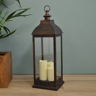 firenze battery operated candle lantern in copper by ...