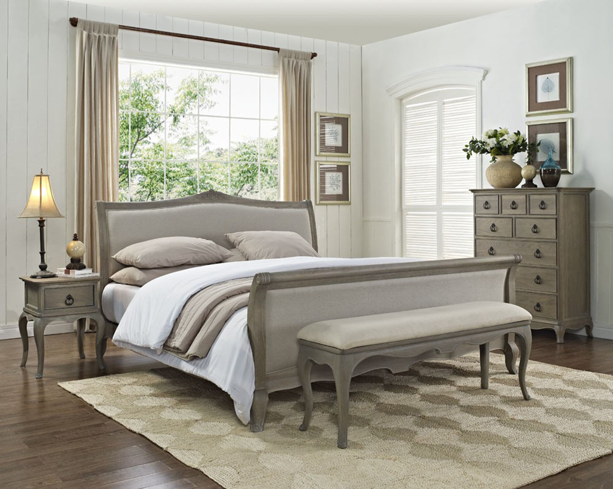 gray and gold french bedroom furniture set