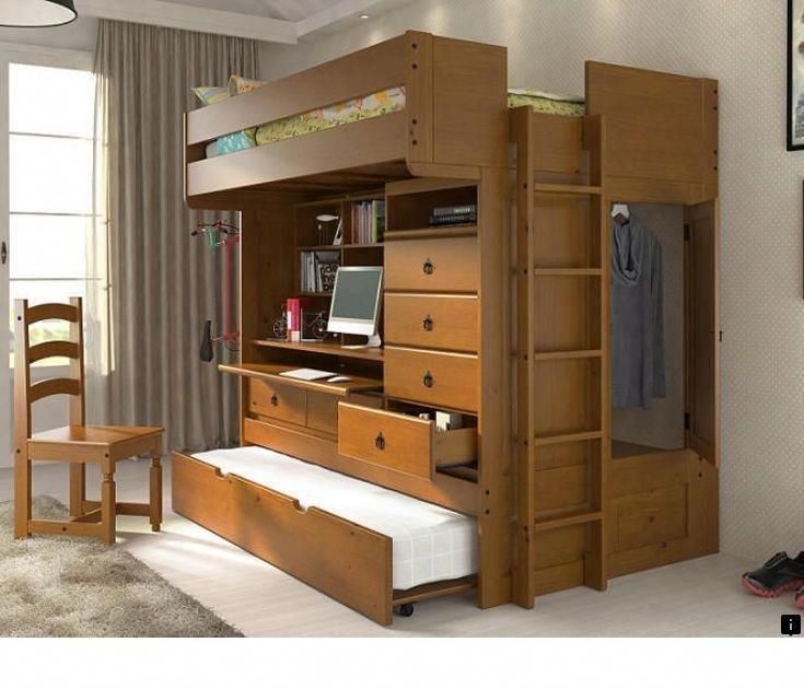 Full Size Loft Bed With Desk Visualhunt, Loft Bed With Wardrobe And Desk
