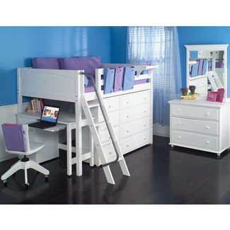 Full Size Study Loft Bed by Maxtrix Kids (white) (638)