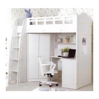 bunk bed with desk white