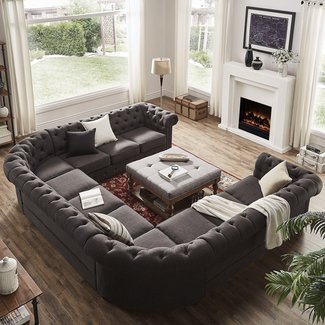Massive sectional featuring an extra deep seat with crowned