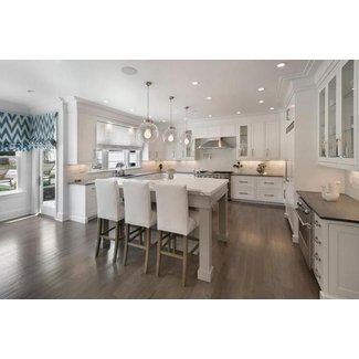 Gray KItchen Island with L Shaped Breakfast Bar ...