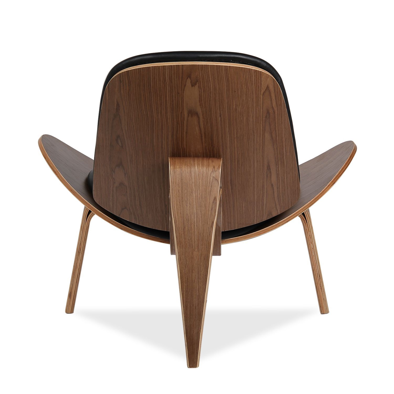 Hans J Wegner Style Shell Chair - Black Cushion
