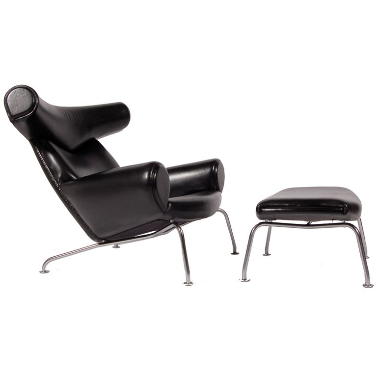 Hans Wegner Ox Chair and Ottoman at 1stdibs