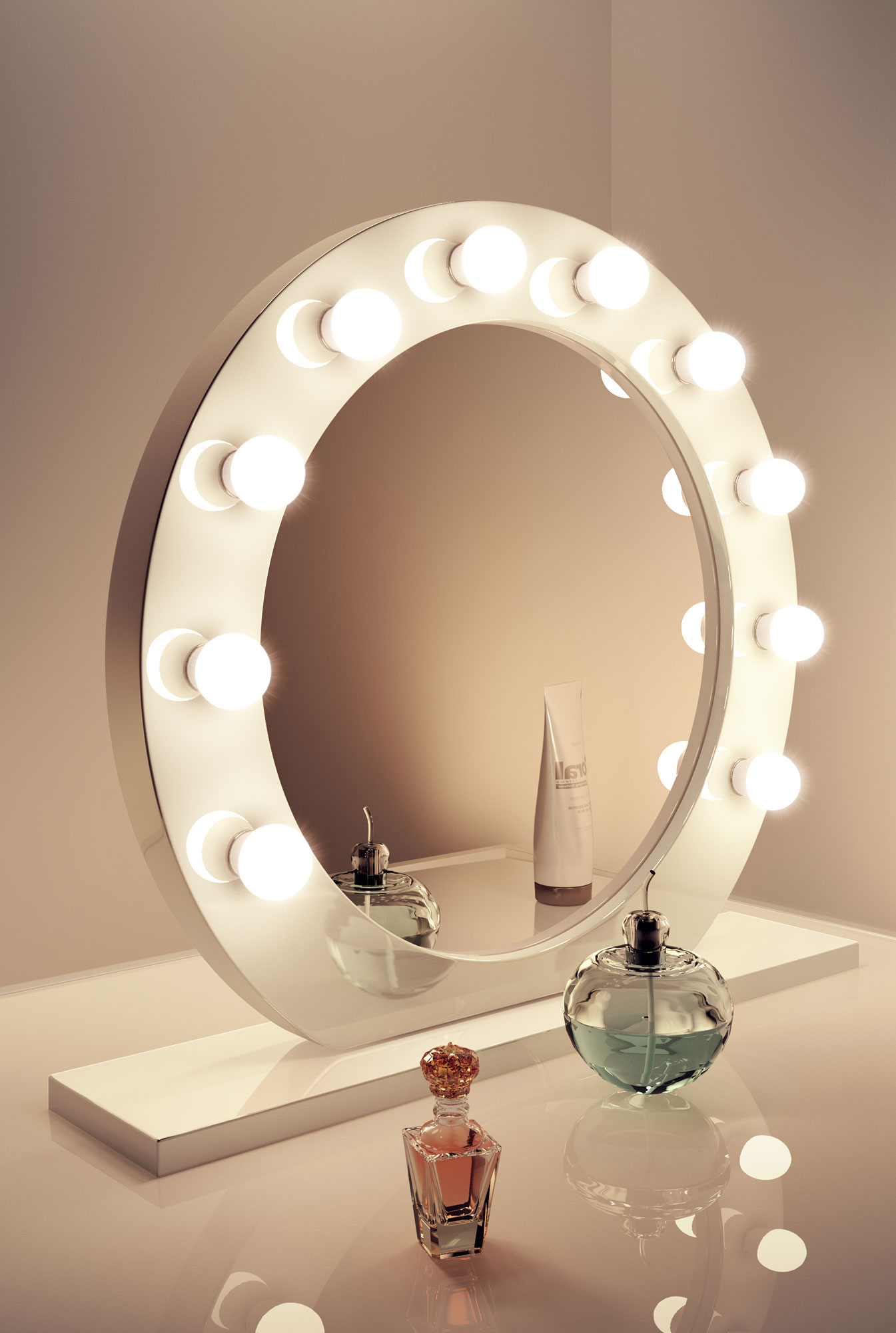 round vanity mirror with lights