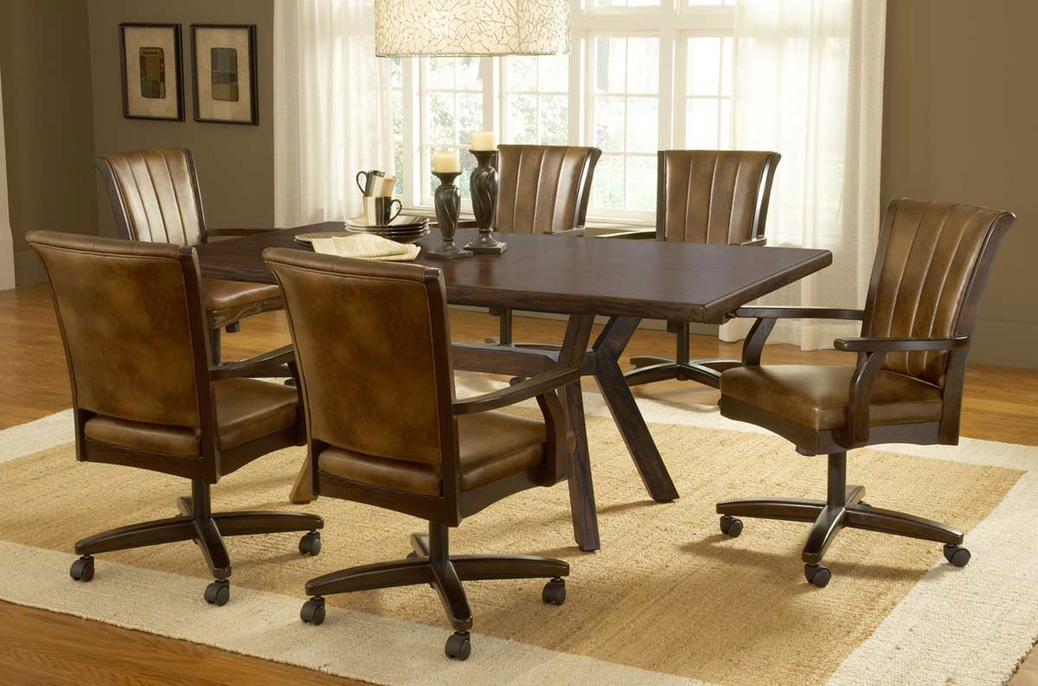 grand bay 5 piece rectangle dining set with caster chairs