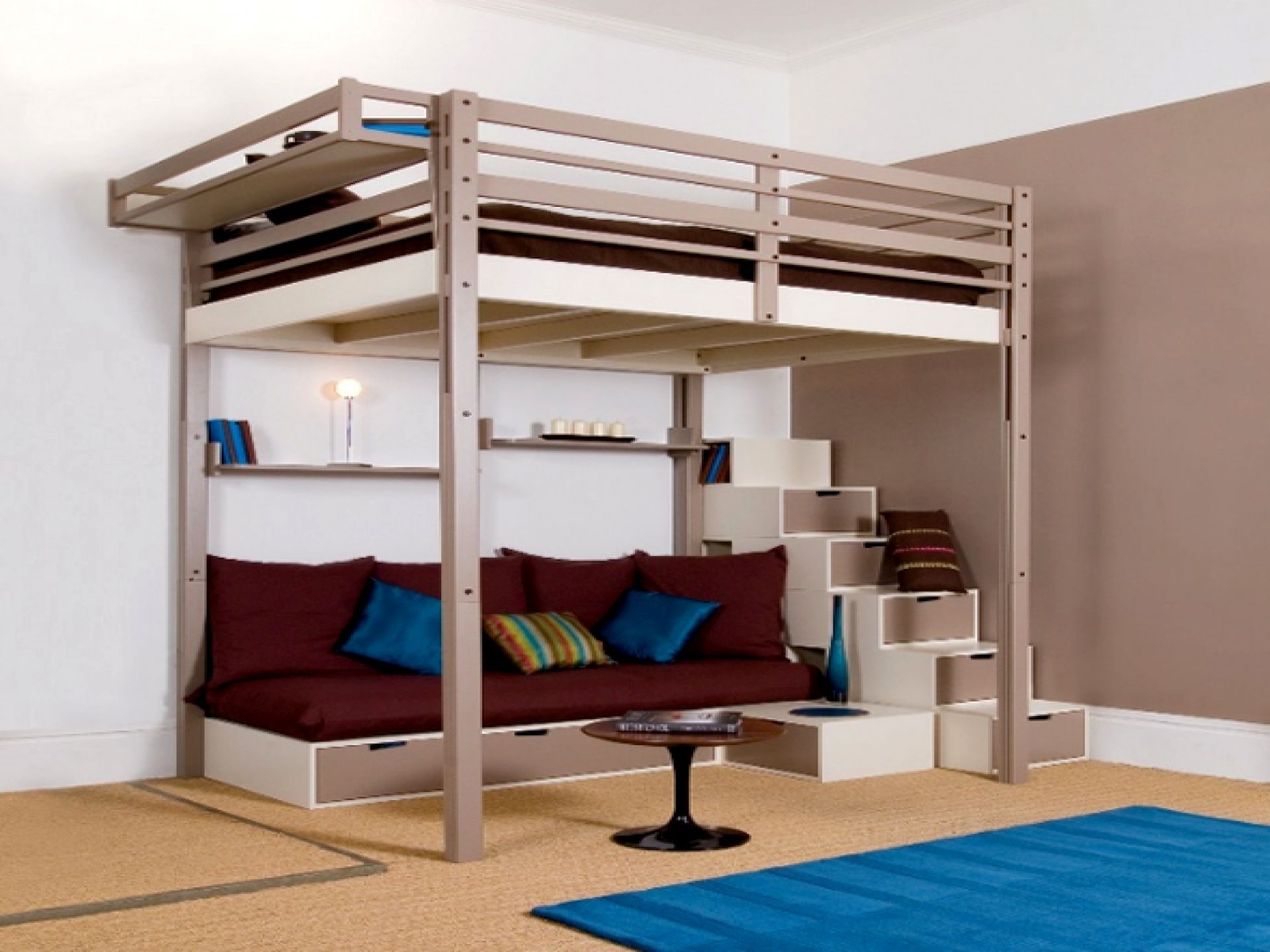 cabin bed with sofa bed and desk