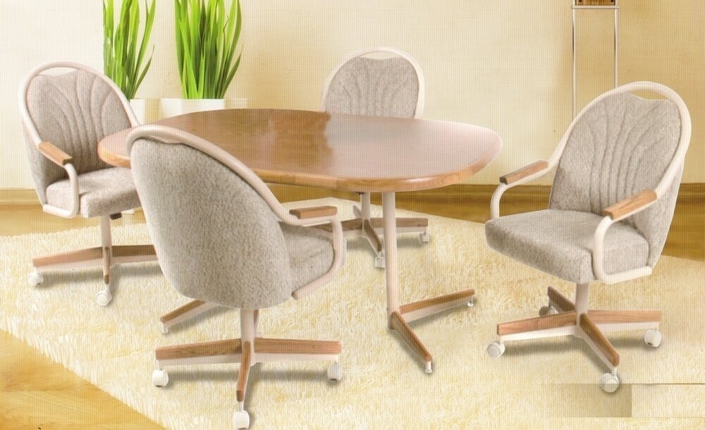 Dining Chairs With Casters Visualhunt, Rolling Dining Room Chairs With Arms